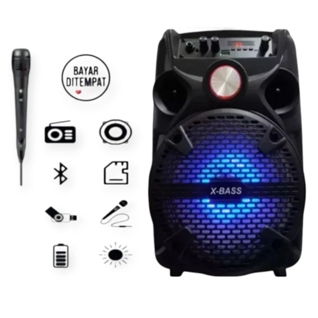 Speaker Bluetooth Kimiso 8.8inc Speaker Bluetooth Subwoofer aktif 7801 Super Bass Speaker karoeke FM