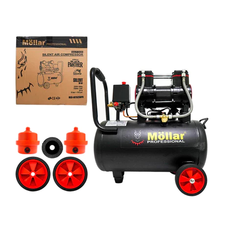 MOLLAR Mesin Kompresor Silent Air 1 HP 25 Liter 750 Watt MLR-AC1525BP-R/ Mollar Silent Air Compresso