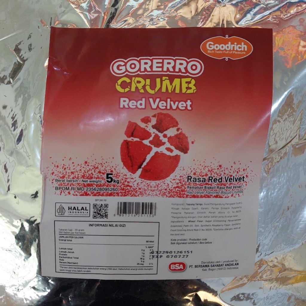 (250 gram) Goodrich Redvelvet crumb bubuk | bubuk redvelvet | crumble redvelvet | topping redvelvet