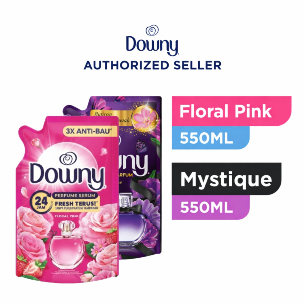 Downy Pelembut Pewangi Floral Pink 550ml+Hitam Mystique Refill 550ml Pewangi Pelembut Konsentrat