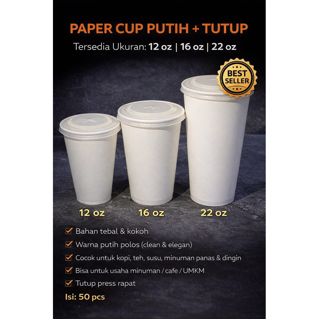 paper cup 12 oz 16 oz starindo tebal gelas kertas