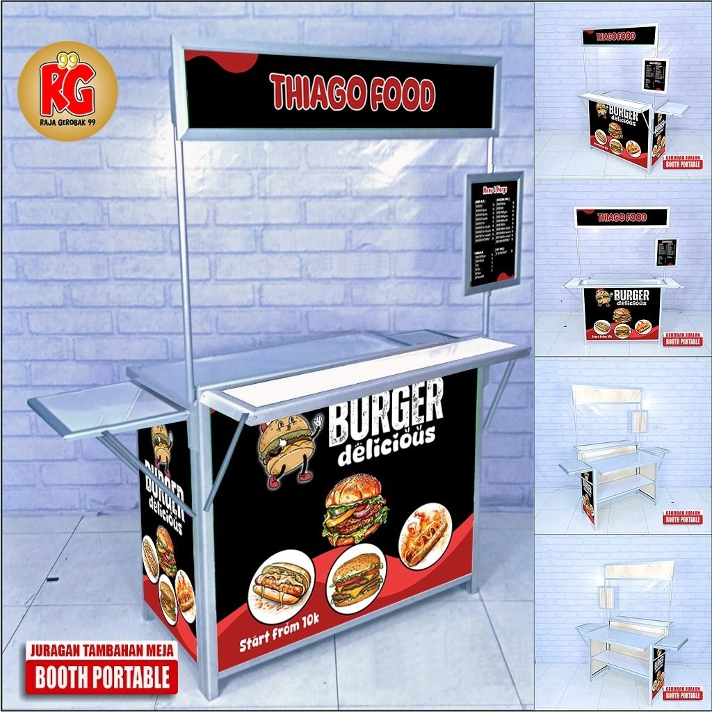 Booth Portable Meja Lipat Gerobak Lipat Almunium Praktis Murah Raja Gerobak 99 Gresik Surabaya