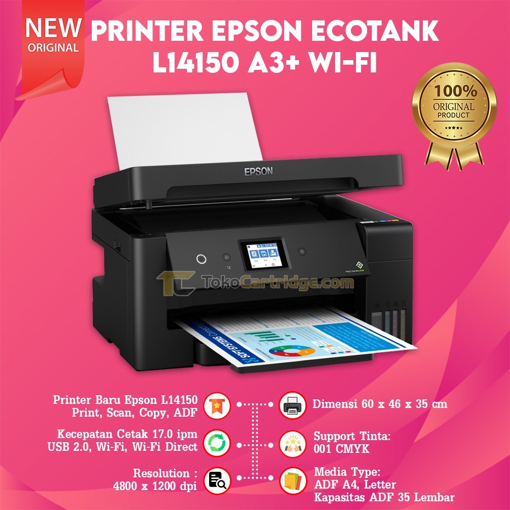 Printer Epson EcoTank L14150 A3 Plus Wi-Fi Duplex Wide-Format All-in-One Ink Tank New / L11050 A3+