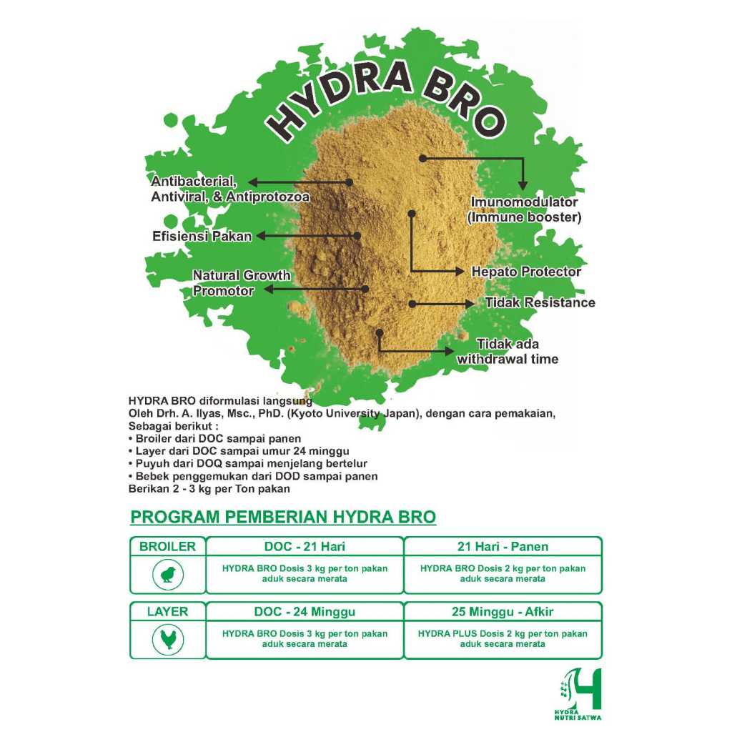 Hydrabro 500gr repack | Hydra-Bro asli | Hydrabro premix unggas | premix ayam pedaging