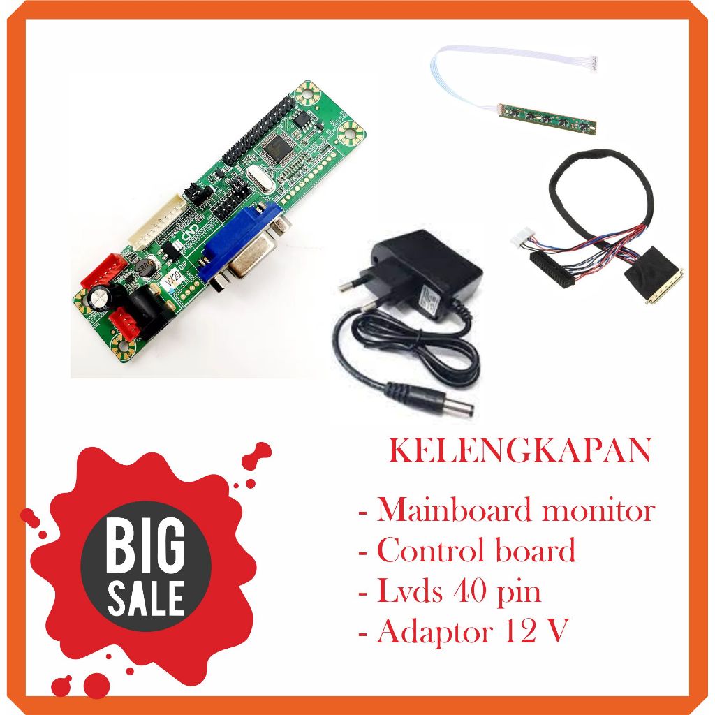 UNIVERSAL BOARD MONITOR LED PAKET EKS LAPTOP 40 PIN MAINBOARD MONITOR