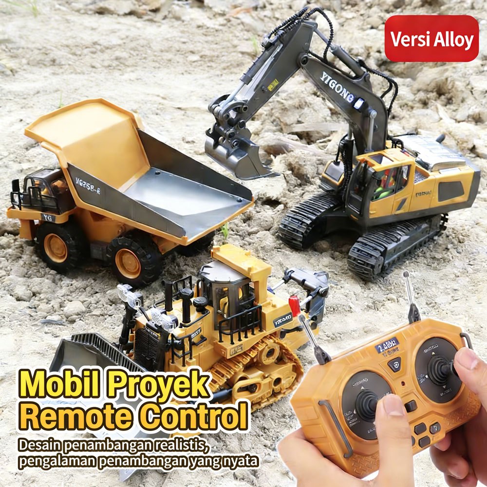 11CH RC Alloy Excavator: Realistic Smoke and Sound Mainan Remote Control Anak - Perfect Engineering 