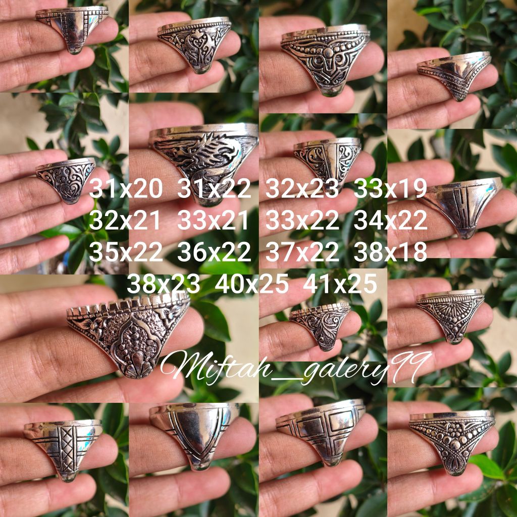 Emban cincin alpaka super ukir jumbo kombinasi hitam
