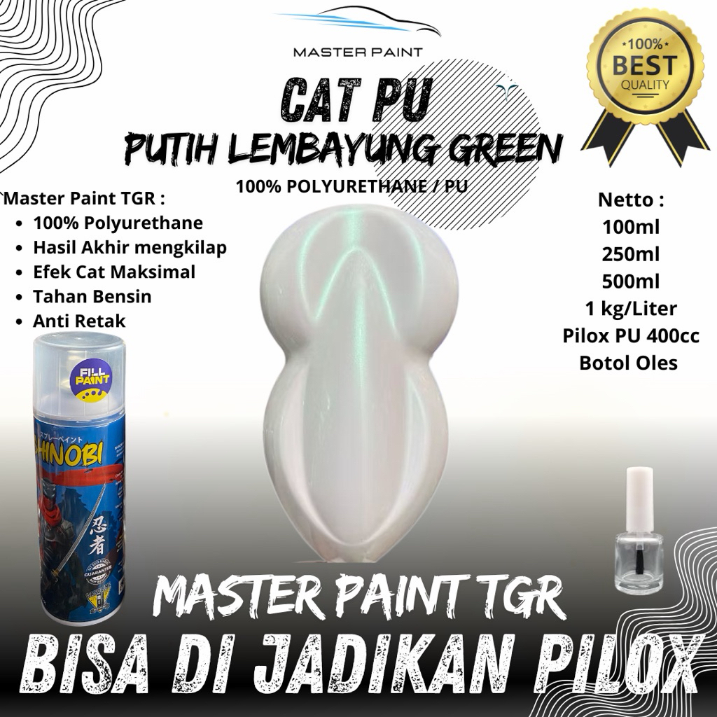 ( BISA DIJADIKAN PILOX ) Cat PU Putih Lembayung Hijau | Cat White Pearl Green | Putih Lembayung Gree