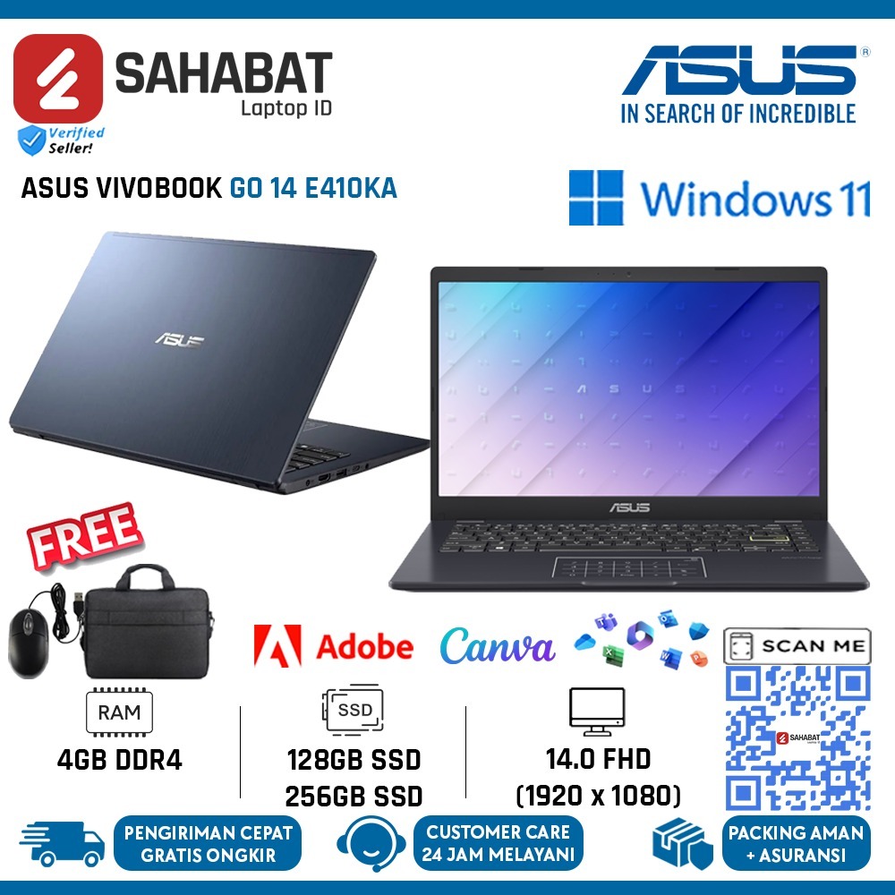 Laptop ASUS Vivobook Go E410ka Intel Core N6000 Full hd Windows 11 original