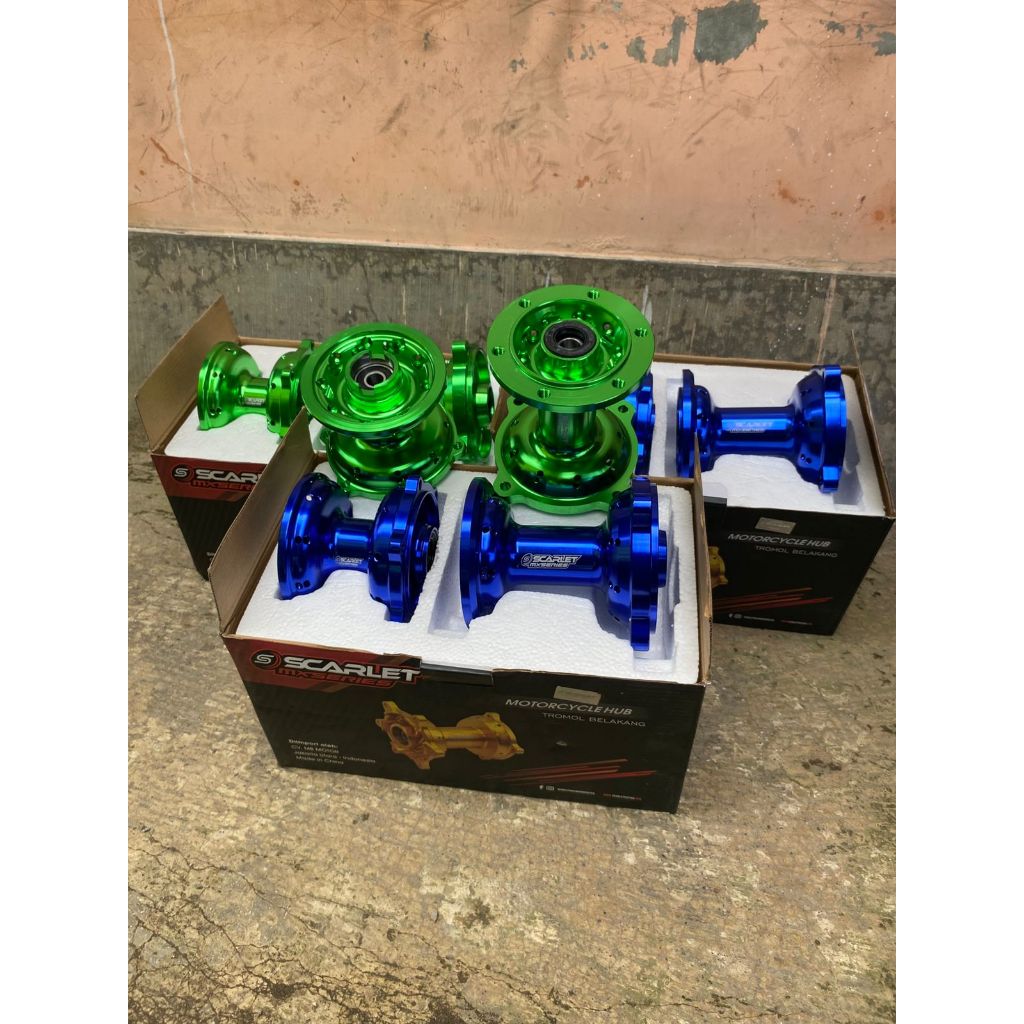 Tromol CNC KLX Merk Scarlet Warna Biru dan Hijau Trombol Offroad KLX / D-Tracker 150 Series