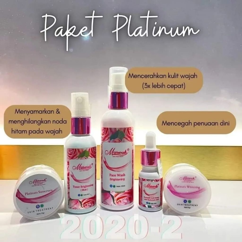 ORIGINAL MARWAH ANTI AGING PAKET TREATREE SPESIAL PLATINUM KLINIK BPOM BRIGHT ACNE DERMA ACNE PERFEC