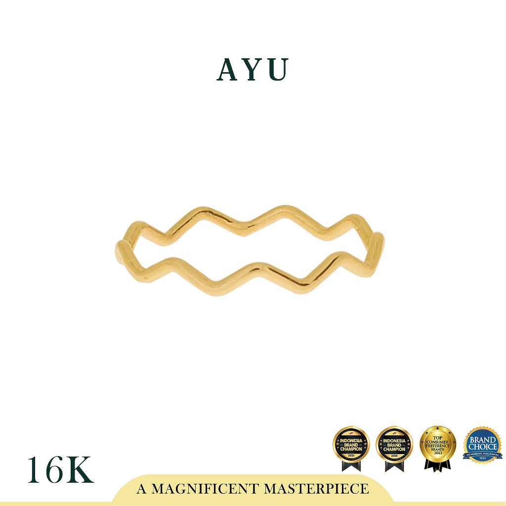 AYU Cincin Emas -  Gold Wave Stack 16k Yellow Gold