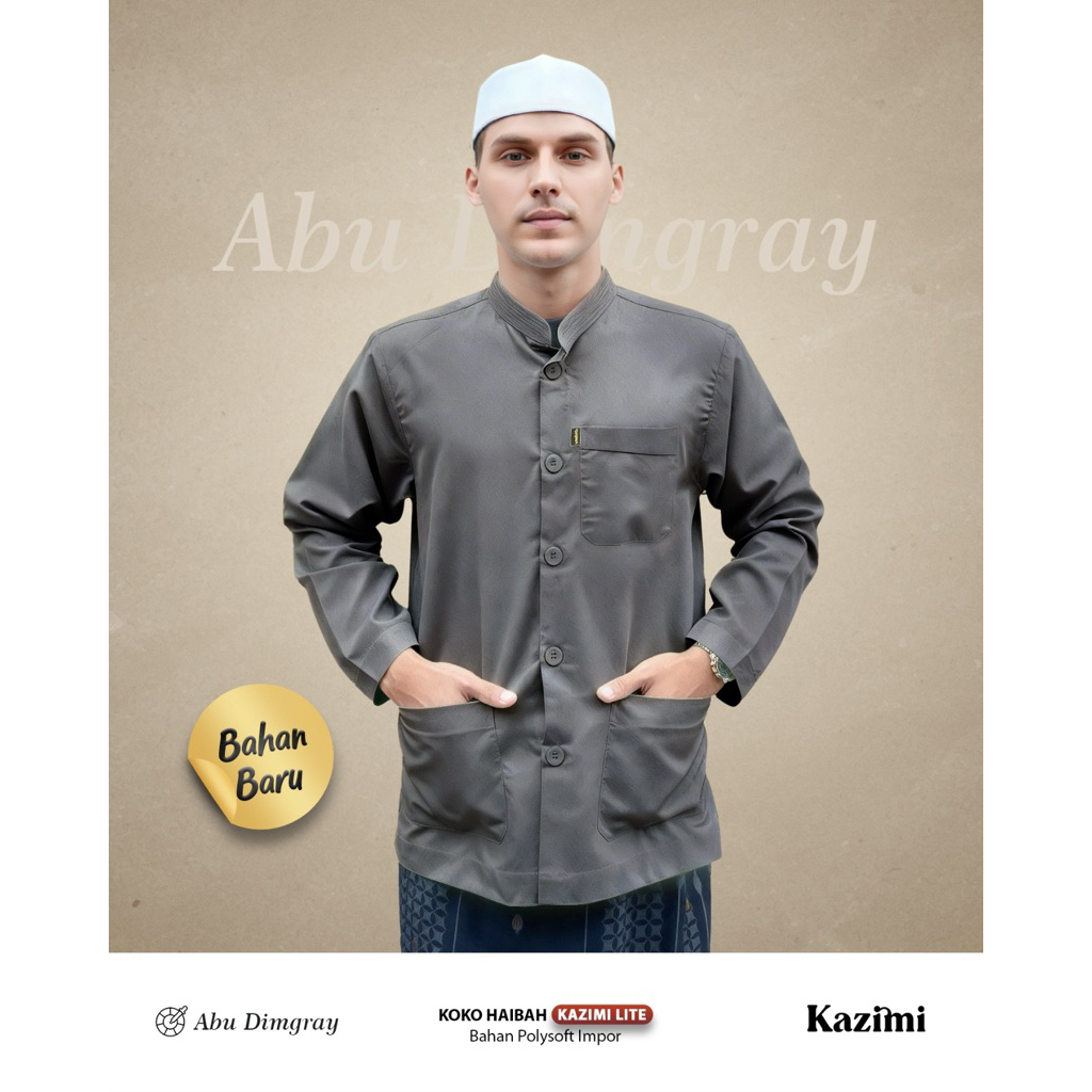 Baju Koko Haibah Kazimi Lite Abu Dimgray
