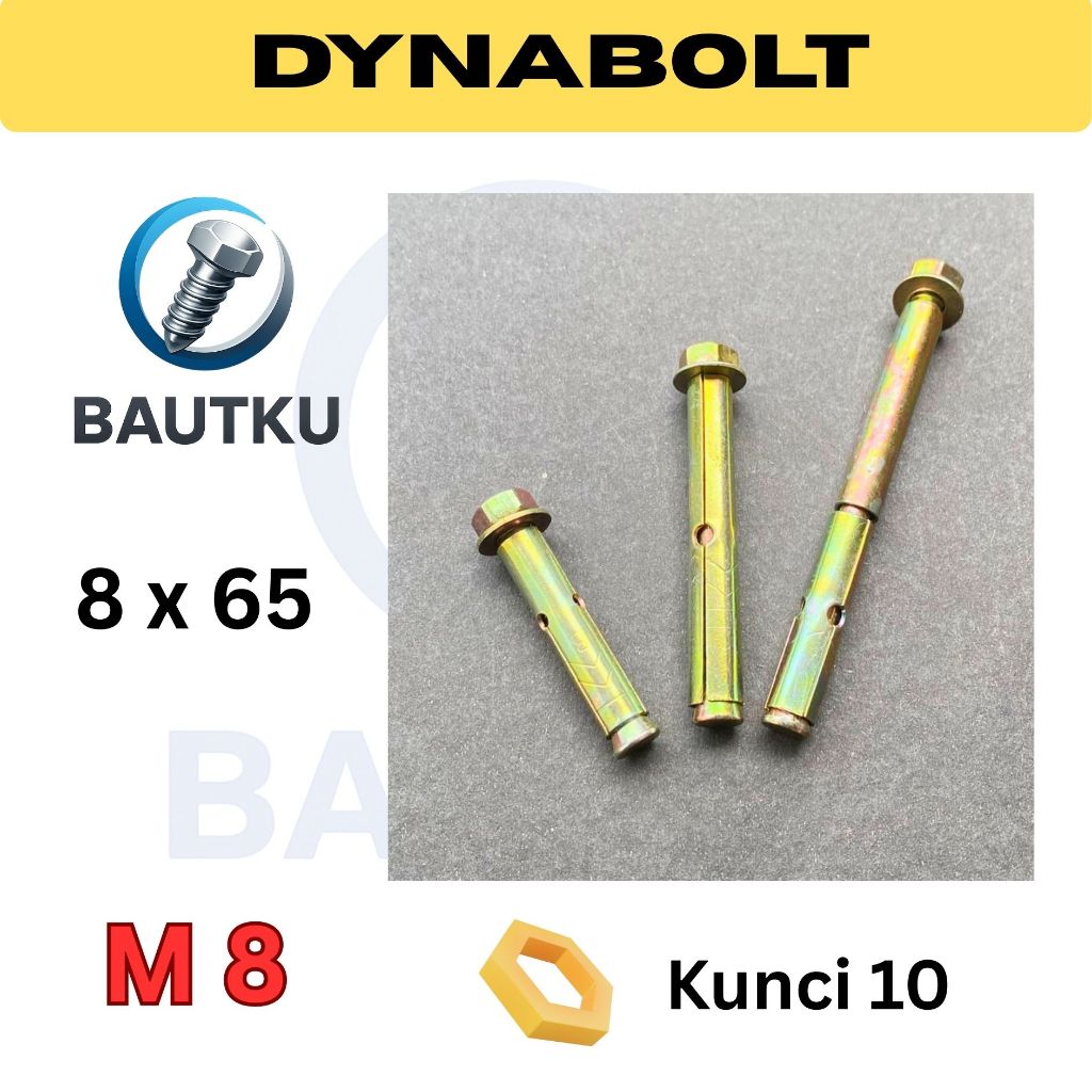 DYNABOLT 8x65, Baut Beton M8 x 65, Dinabol, Ring, Mur, Eceran