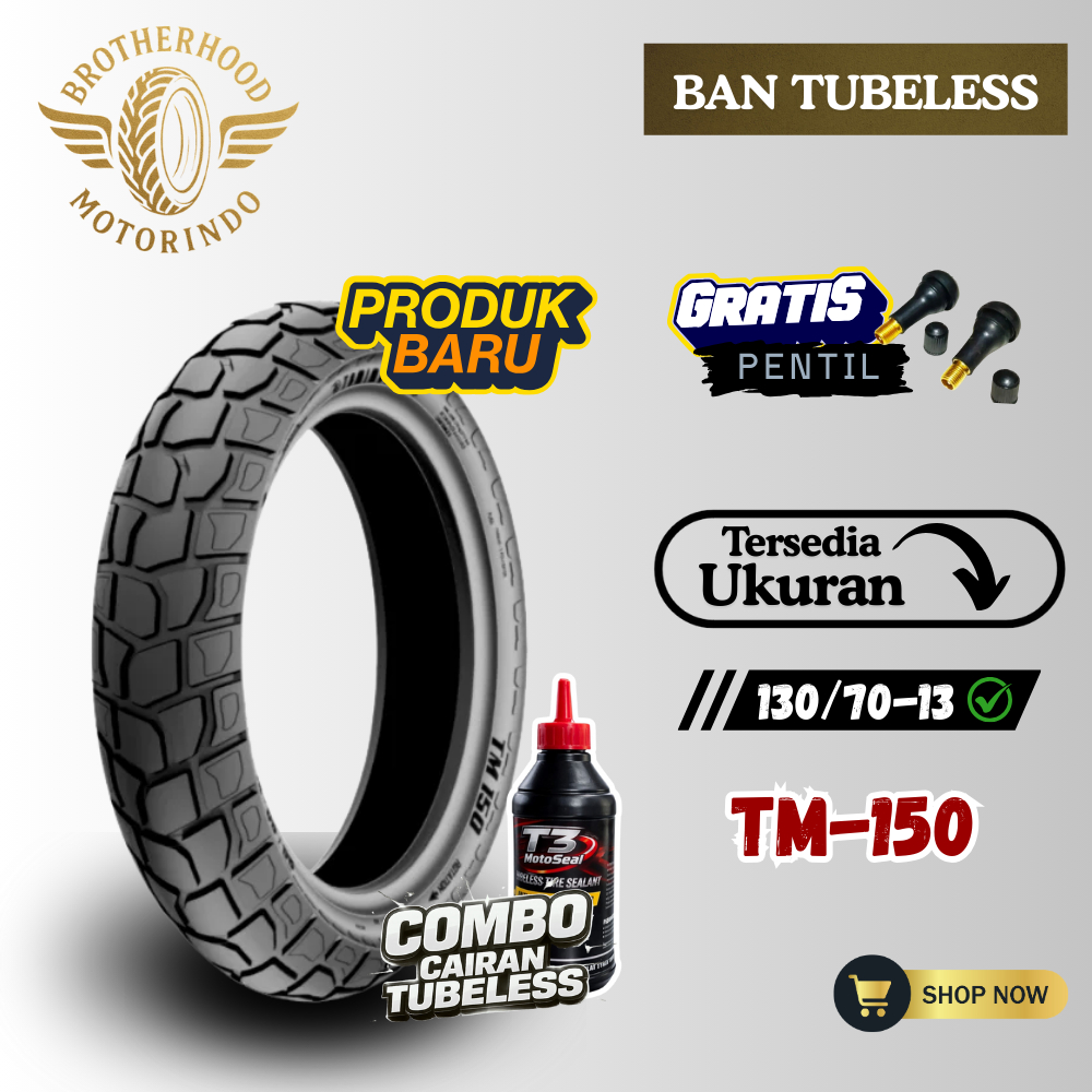 (PAKET SEPASANG) BAN TOMIMOTO TM150 TUBELESS (130/70-13) BAN TUBBLES / BAN TOMIMOTO RING 13 / BAN TU