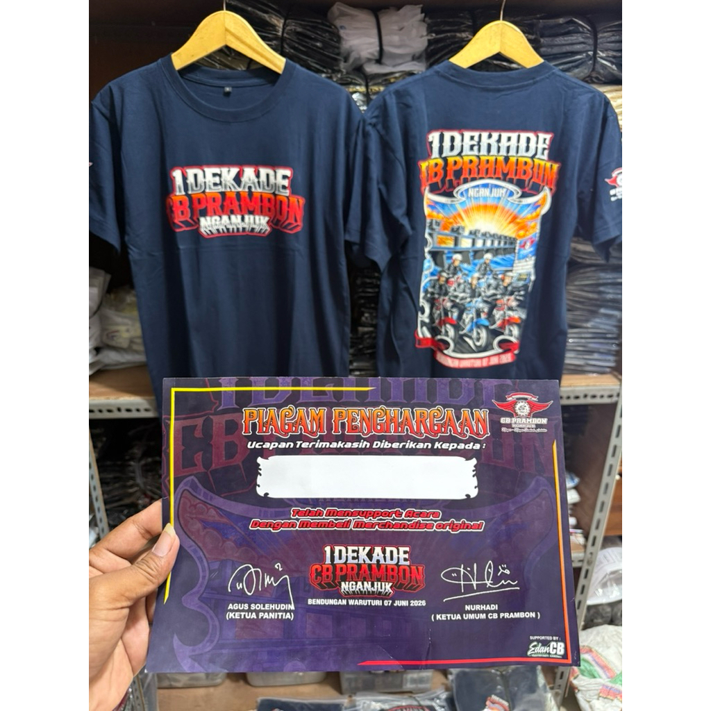 Kaos ACARA 1 DEKADE CB PRAMBON NGANJUK ORIGINAL Tgl 7 JUNI 2026 FREE STIKER+PIAGAM