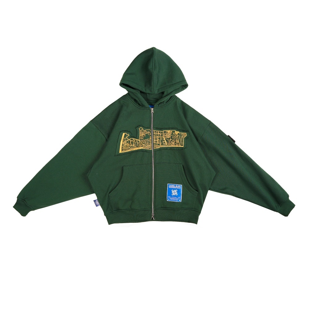 W.ESSENTIELS x LAZE x Mardial “Dreams Are Made In Pasar Minggu” Zip Hoodie Forest Green
