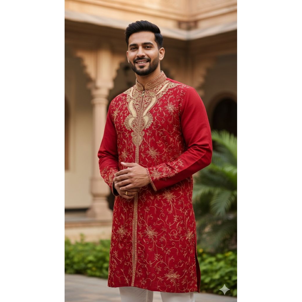 Baju india cowok /sherwani wedding, sherwani pesta (MOTIF RANDOM)