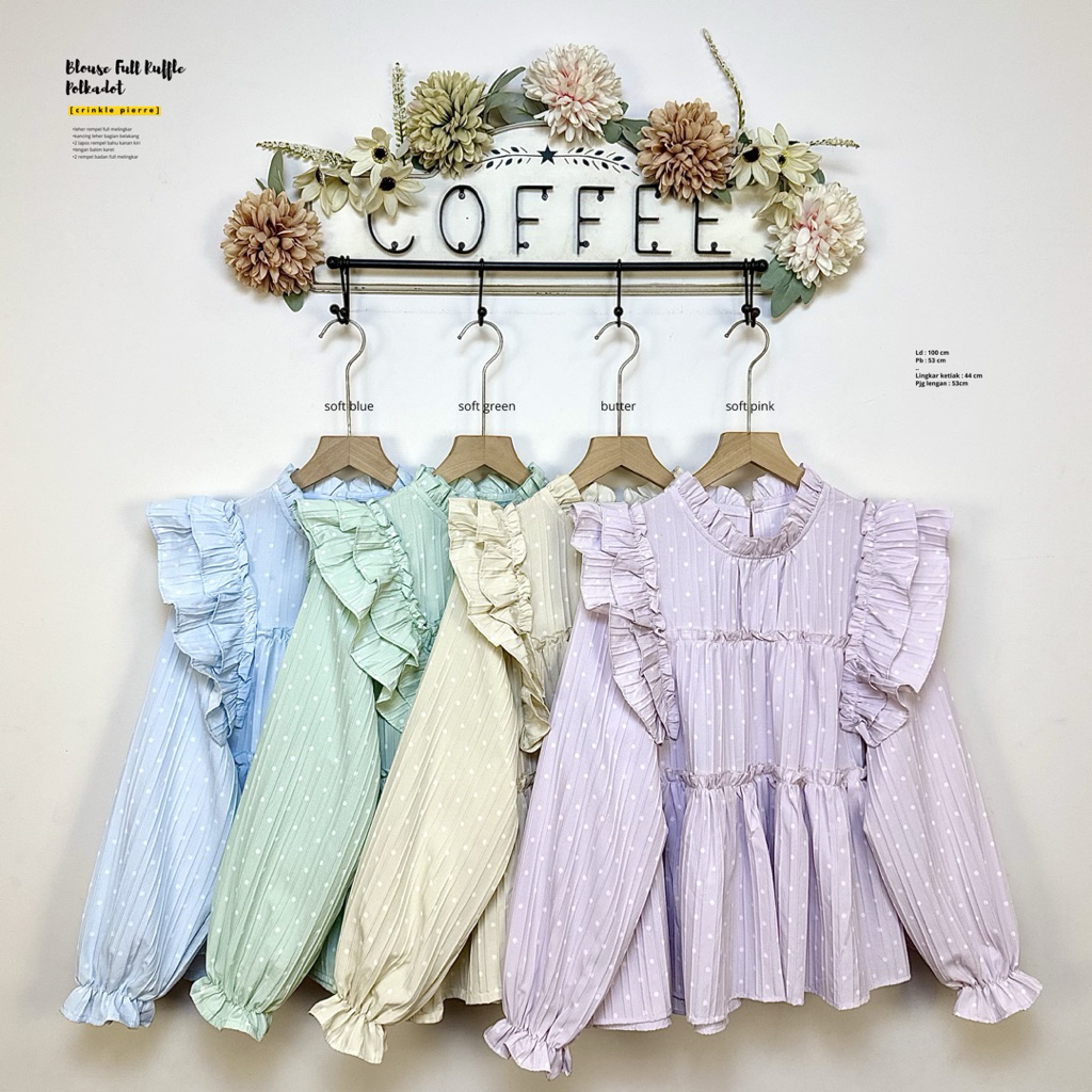 Blouse Full Ruffle Polkadot