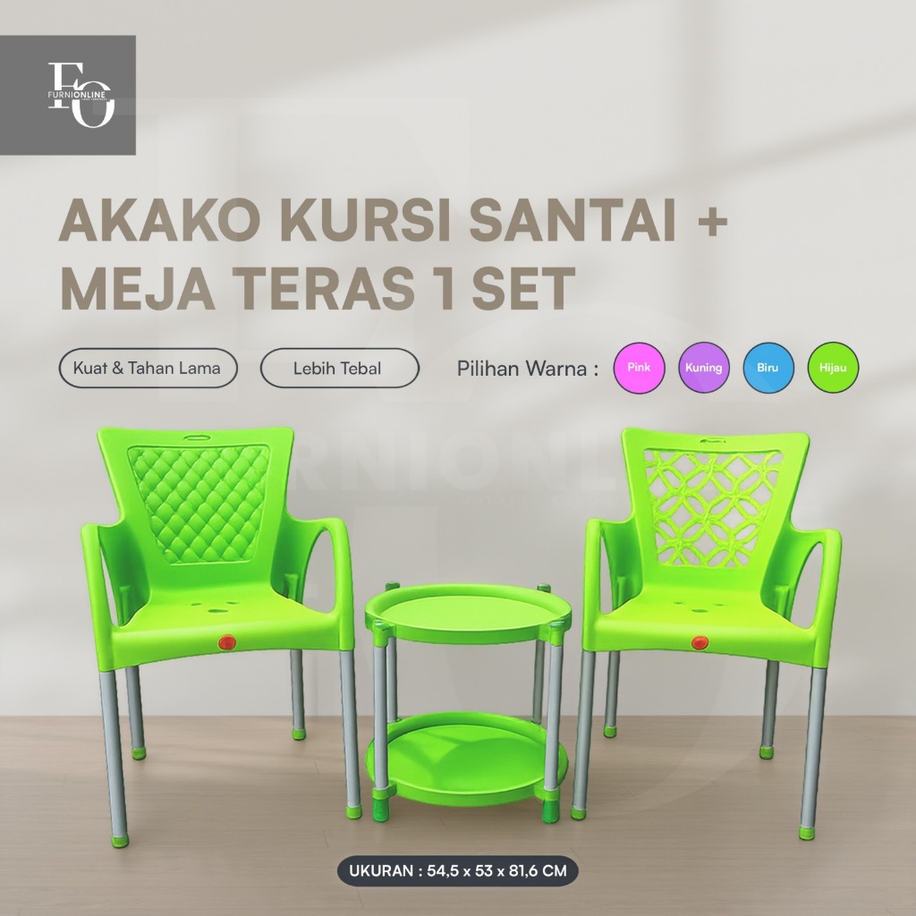 AKAKO - Kursi Teras - Kursi Santai + Meja Teras (1 Set)