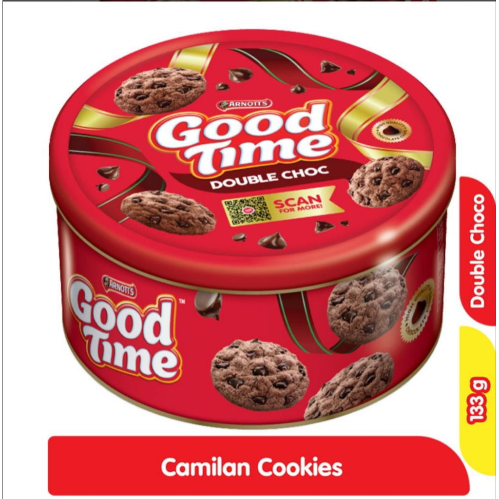 Biskuit Kaleng Good Time 277 gram - Double Choco, Kerenyahan Coklat untuk Camilan Lebaran