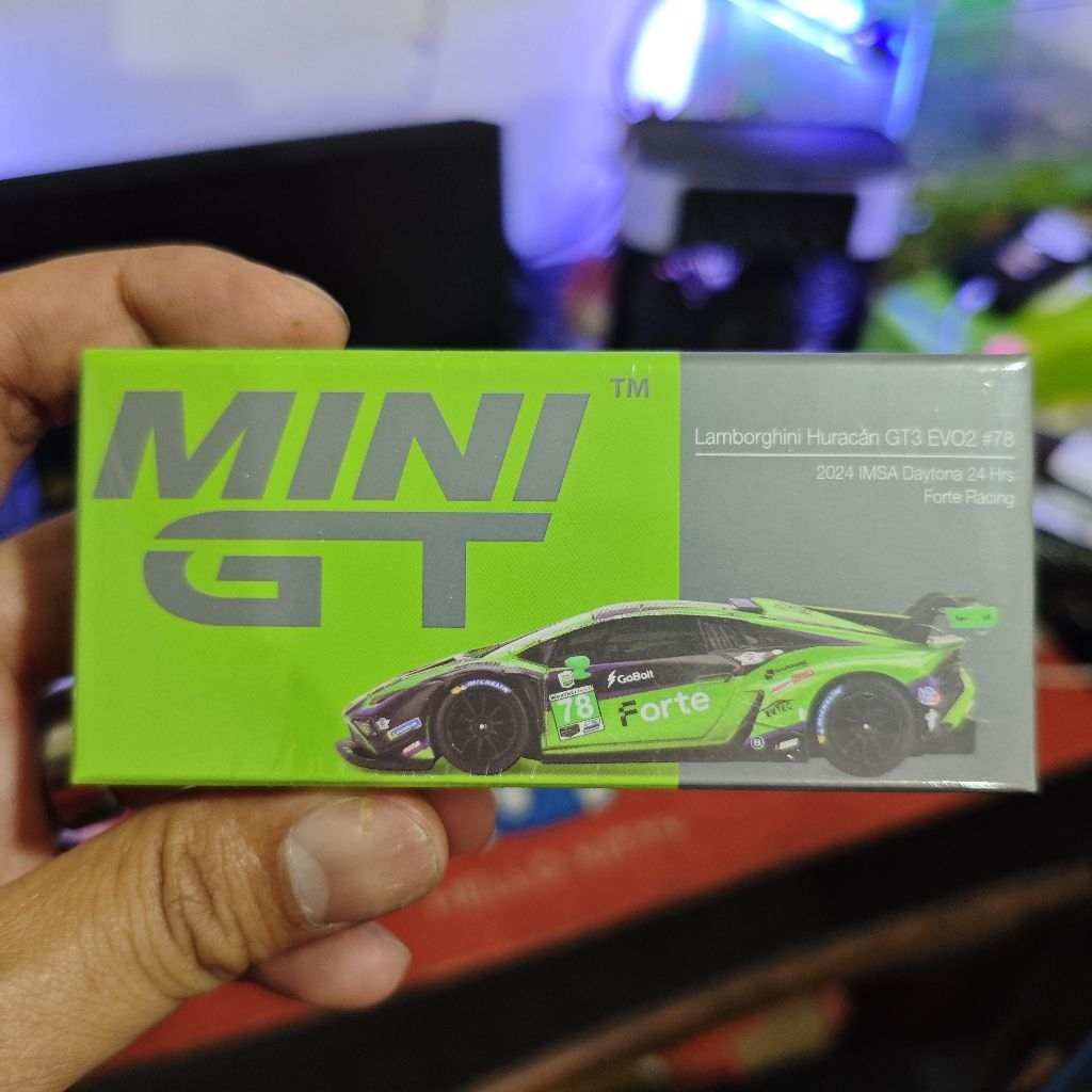 Mini GT Lamborghini Huracan GT3 EVO2 #78 2024 IMSA Daytona 24 Hrs Forte Racing Rare item VVHTF