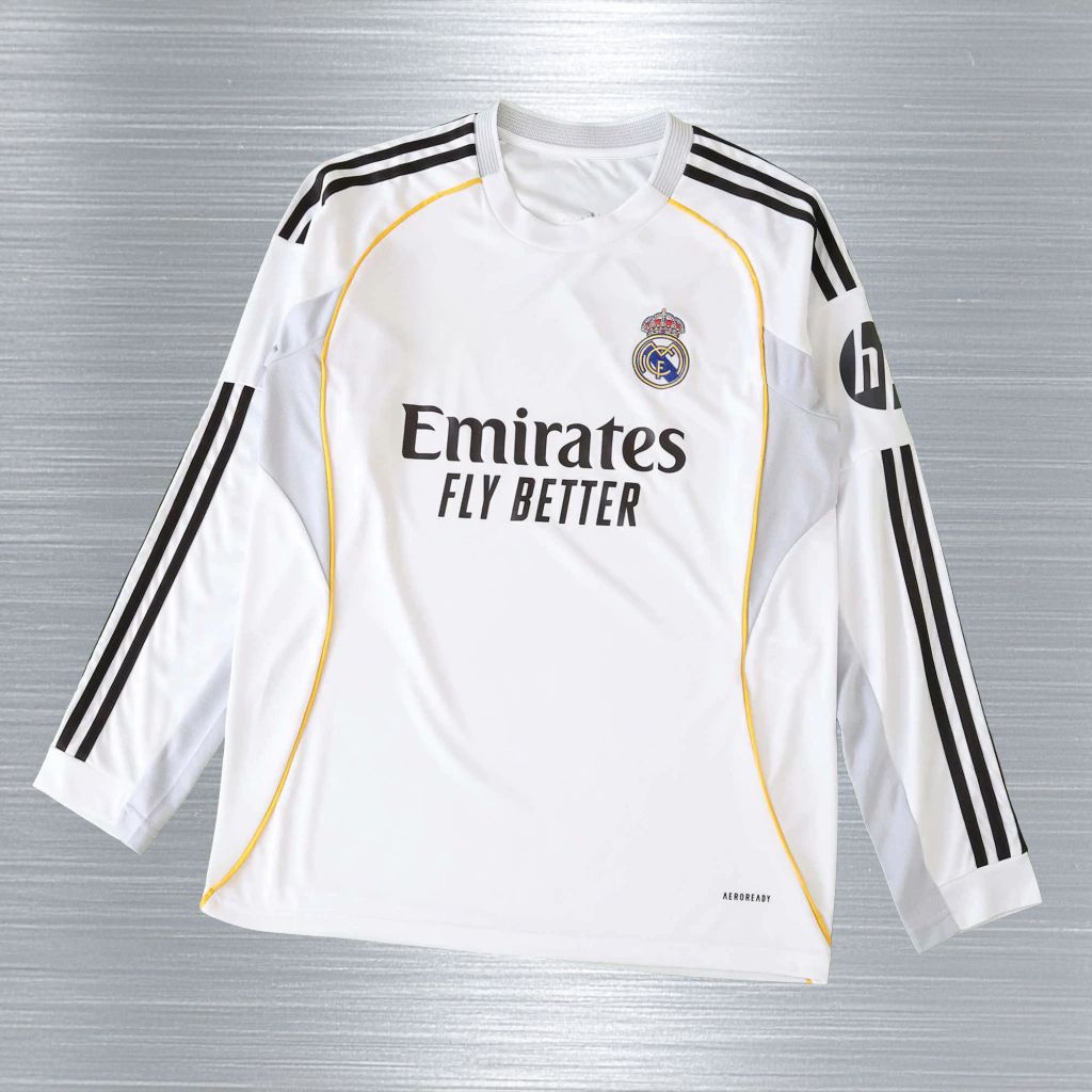 JERSEY BAJU BOLA MADRID HOME LONG SLEEVE 2025/2026 || FANS VERSION