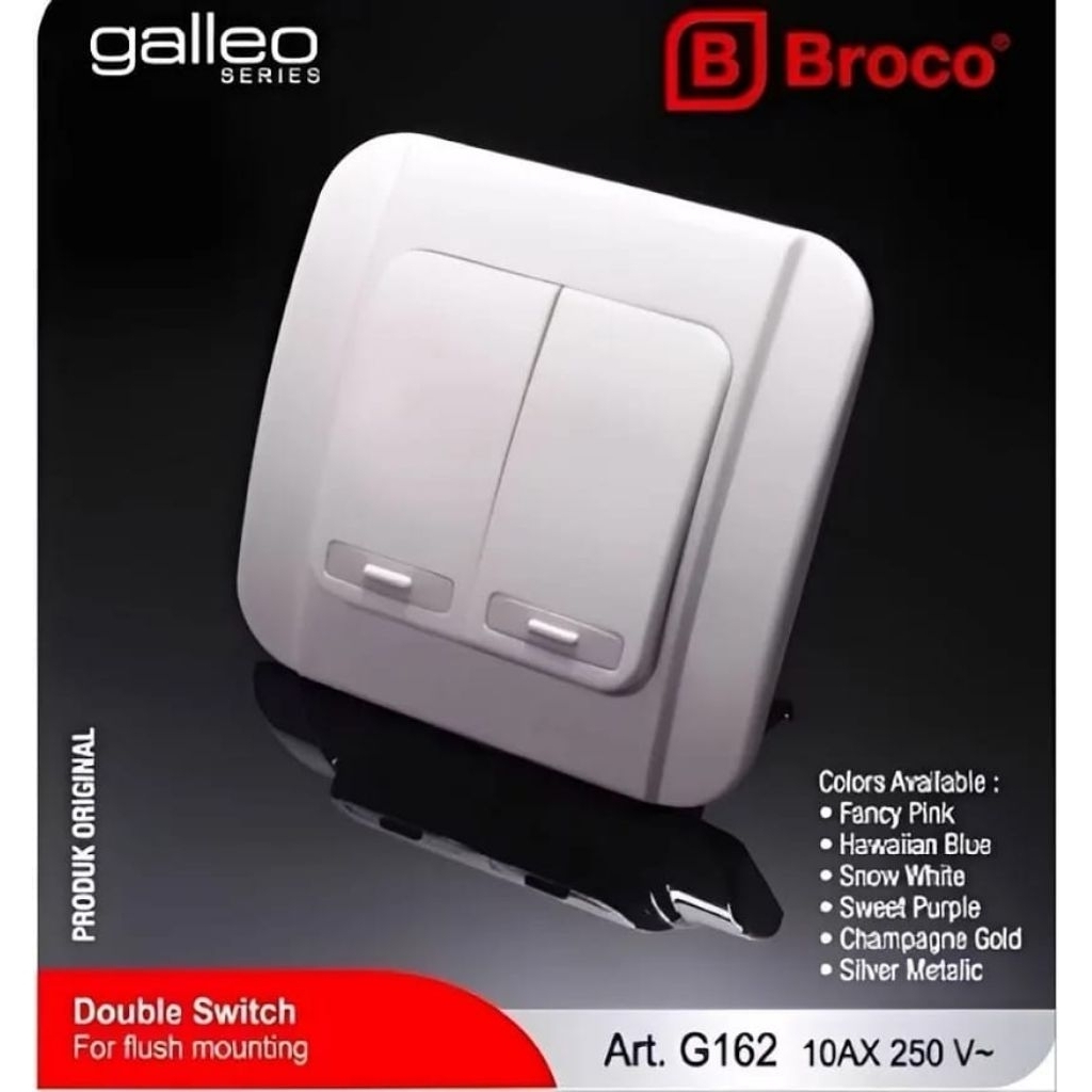 SAKLAR 2 GANG BROCO GALEO / SAKLAR DOUBLE BROCO GALEO