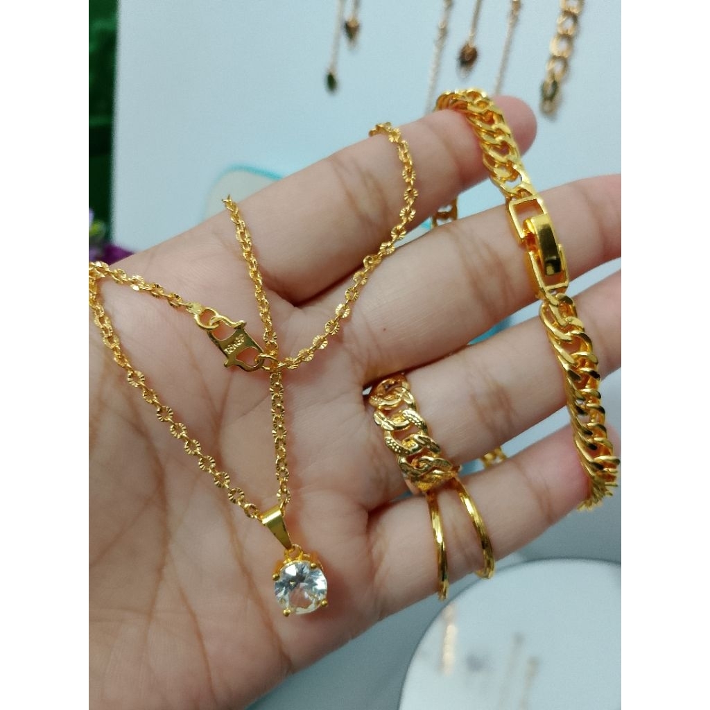 Set Perhiasan Dewasa xuping warna emas, Aman untuk Kulit Sensitif