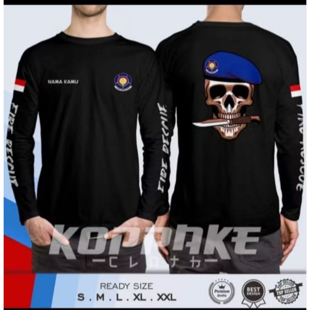 Kaos Distro Lengan Panjang FIRE FIGHTER Baret Biru Kaos Distro