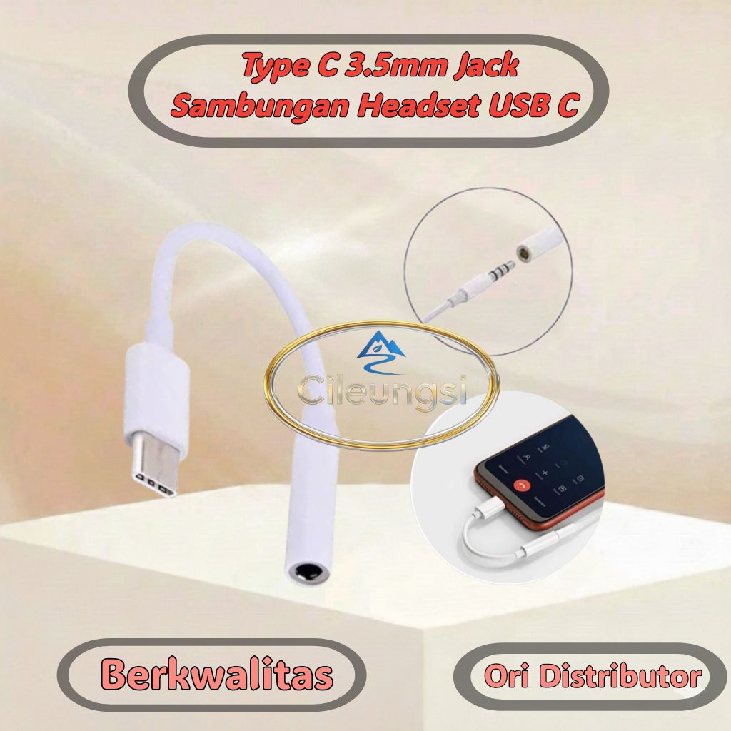 Jack Audio Sambungan Headset Type C 3.5mm Converter Jack Sambungan Headset USB C