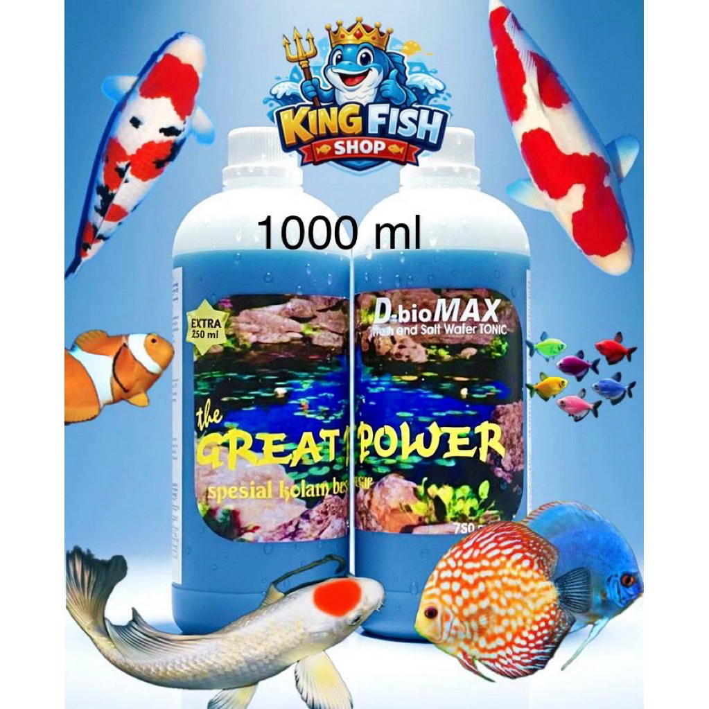KING fish shop • D-bioMAX GREAT POWER 1000ml • Penjernih air kolam besar • Koi kontes • obat ikan • 