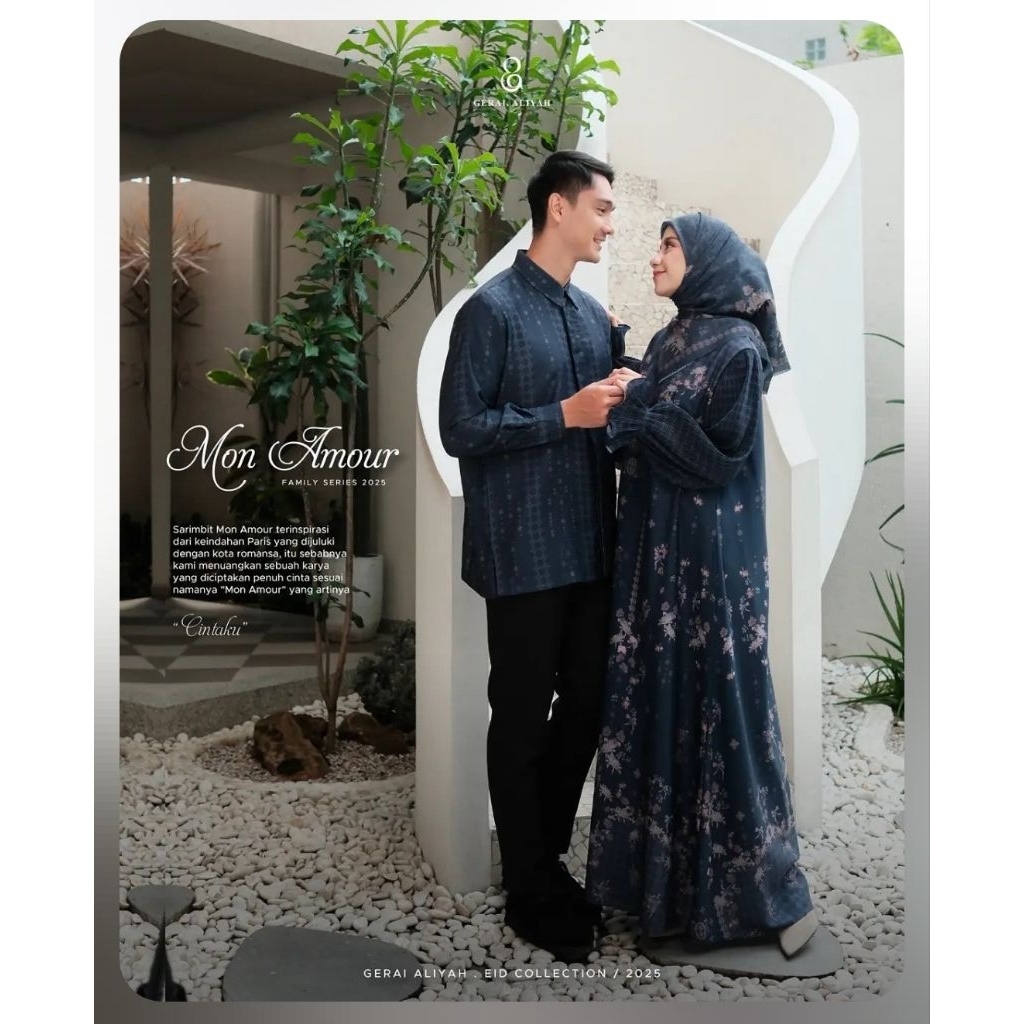 Gamis Mon Amour size M Navy by Gerai Aliyah + hijab