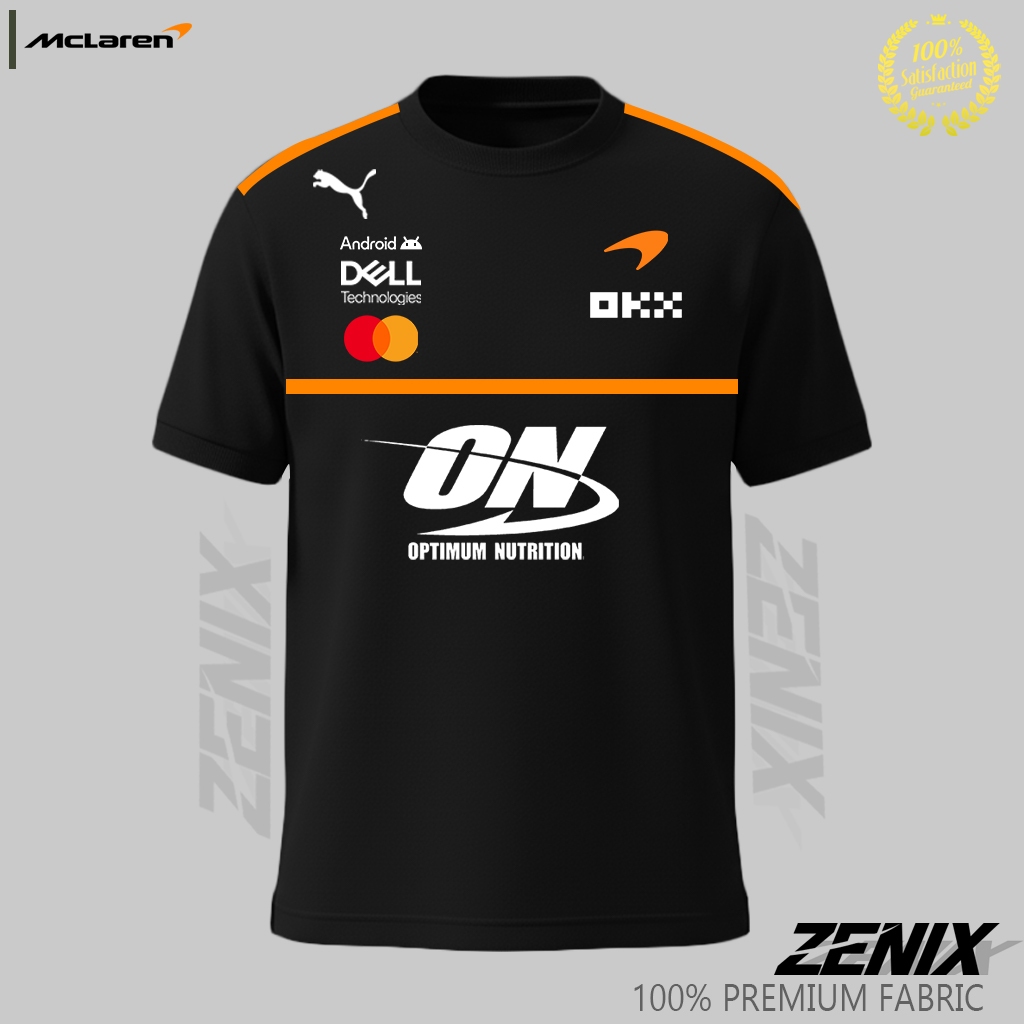 Tshirt Baju Kaos Pria McLaren Puma Strip Terbaru Premium Oranye Hitam Abu Putih Semua Warna