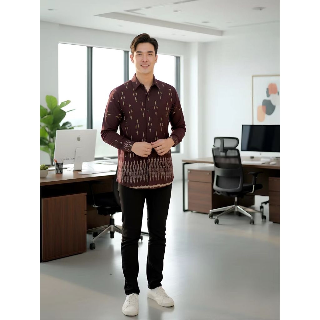 Kemeja Tenun Pria - Kemeja Kantor - Kemeja Kondangan - Baju Tenun Pria Mariposa