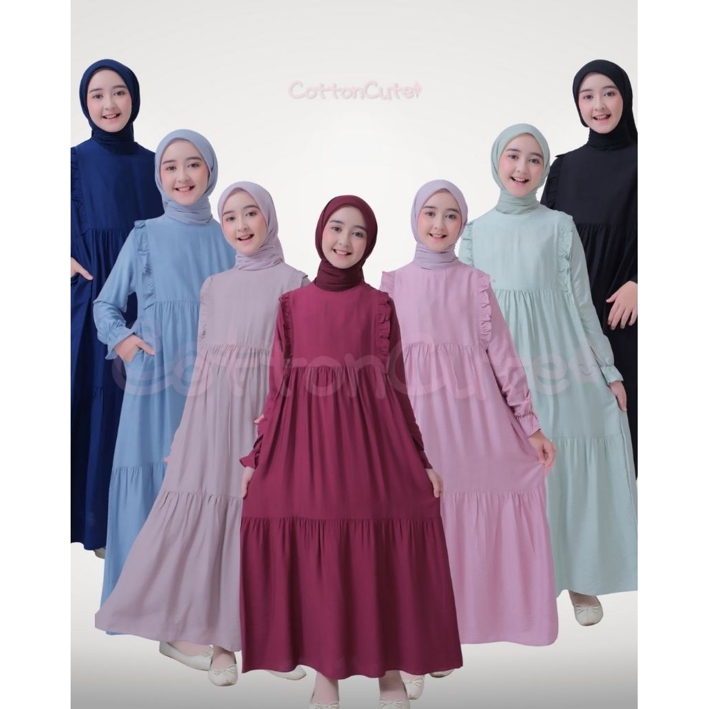 RAISYA DRESS Gamis Anak & Remaja Polos Hitam Putih Umroh Katun Polo Linen