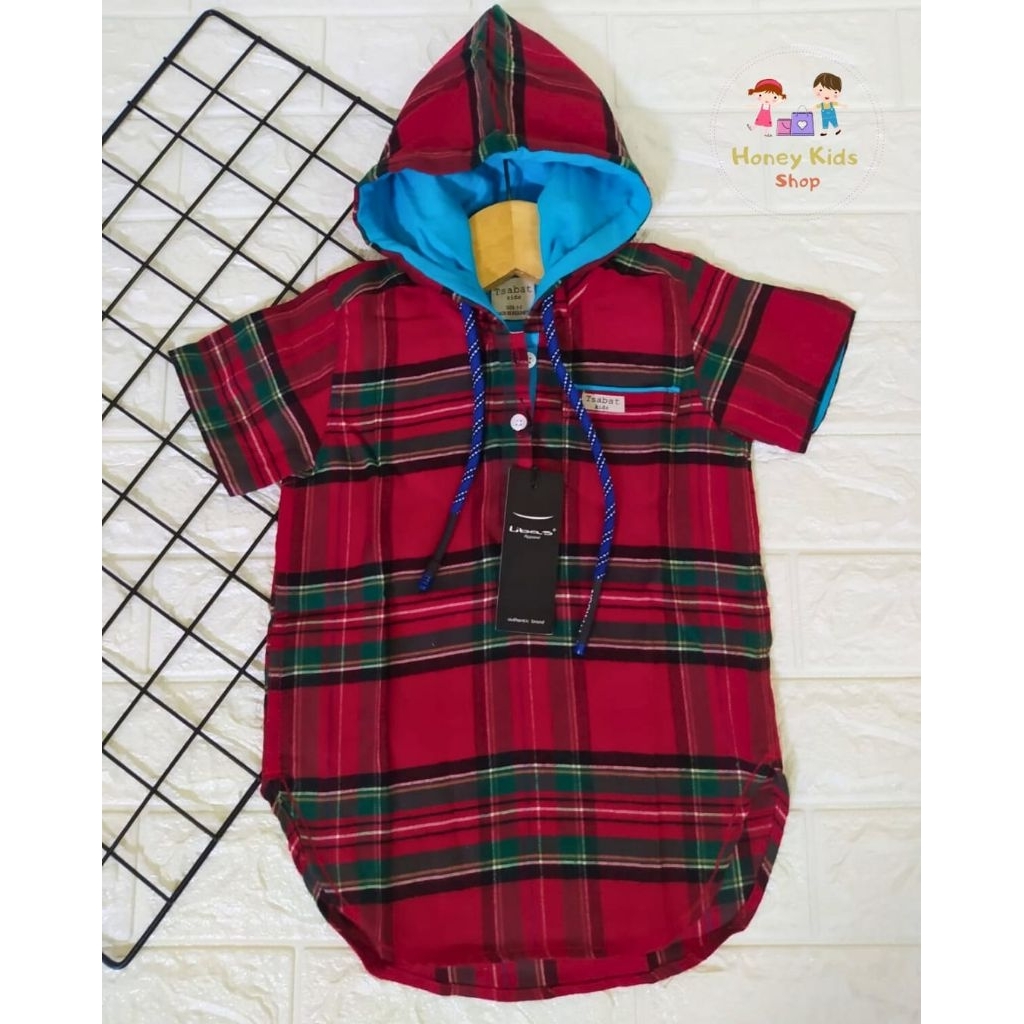 Kemeja Kurta Hoodie Flanel Anak Premium Libas 1-2 tahun