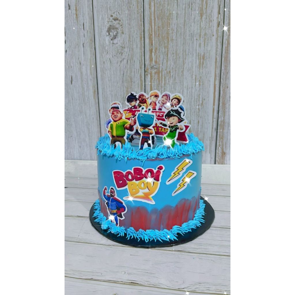 Topper Cake Boboyboi Free Custom Nama / Hiasan Kue Ulang Tahun Anak