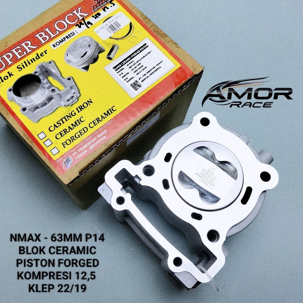 BLOK SEHER BRT BLOK CERAMIC PISTON FORGED - UK. 63 MM KOMPRESI 12,5 COAK KLEP 22/19 - BORE UP MM NMA