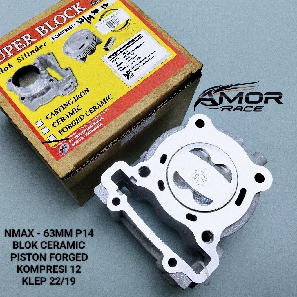 BLOK SEHER BRT BLOK CERAMIC PISTON FORGED - UK. 63 MM KOMPRESI 12 COAK KLEP 22/19 - BORE UP NMAX AER