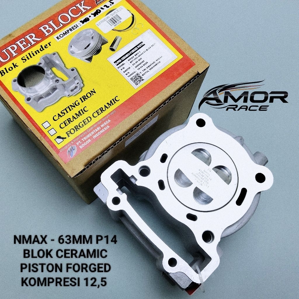 BLOK SEHER BRT BLOK CERAMIC PISTON FORGED - UK. 63 MM KOMPRESI 12,5 - BORE UP NMAX AEROX LEXI WR 155