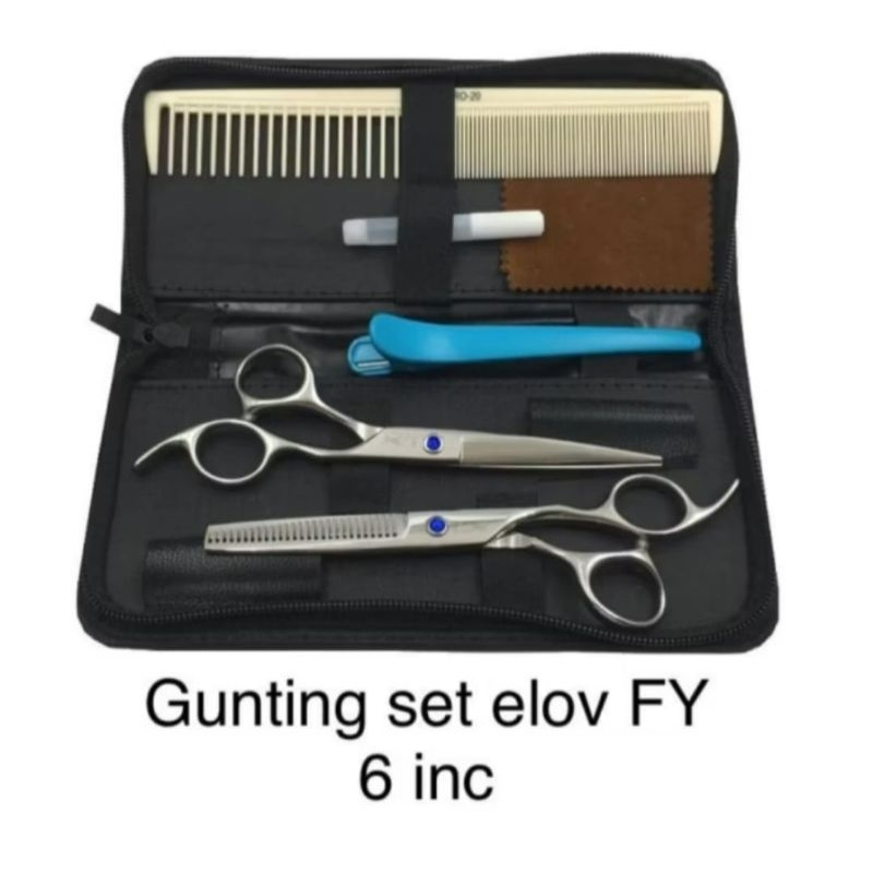 ELOV FY 6 INCH SET GUNTING POTONG RAMBUT DAN GUNTING SASAK CACAH 6 INCH
