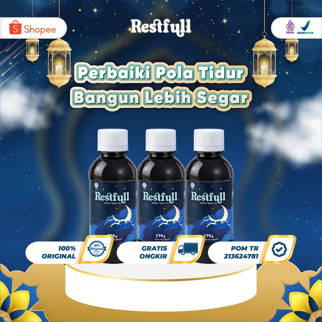 Extrak Akar Valerian - Restfull Herbal Sleep Aid 3 Botol - Perbaiki Pola Tidur Bangun Lebih Segar