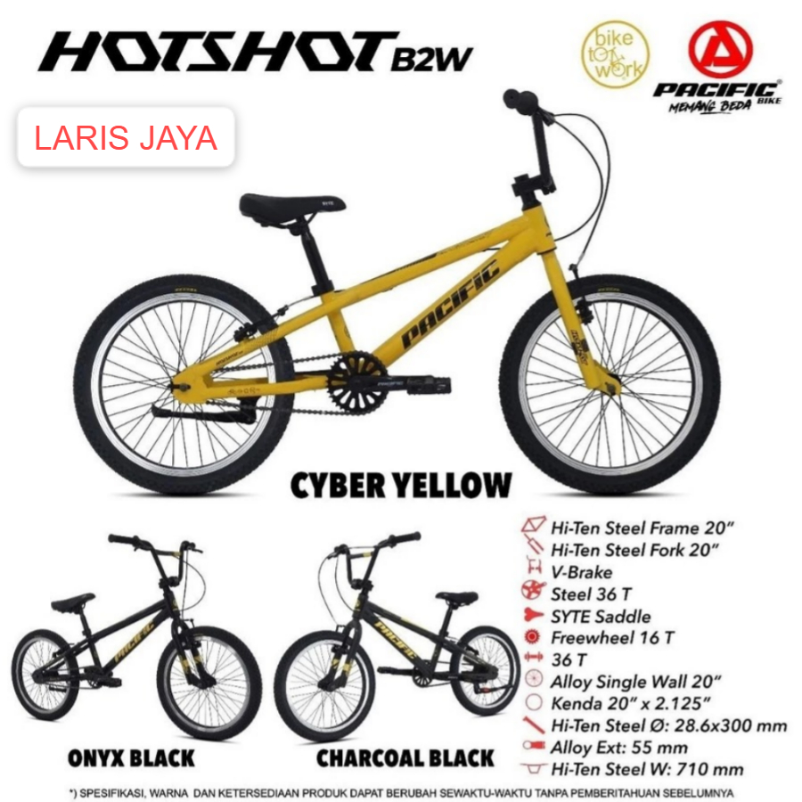 [ BONUS JALU ] SEPEDA BMX 20 INCH PACIFIC HOTSHOT B2W BAN JUMBO , BMX 20 PACIFIC B2W HOTSHOT DAN BMX