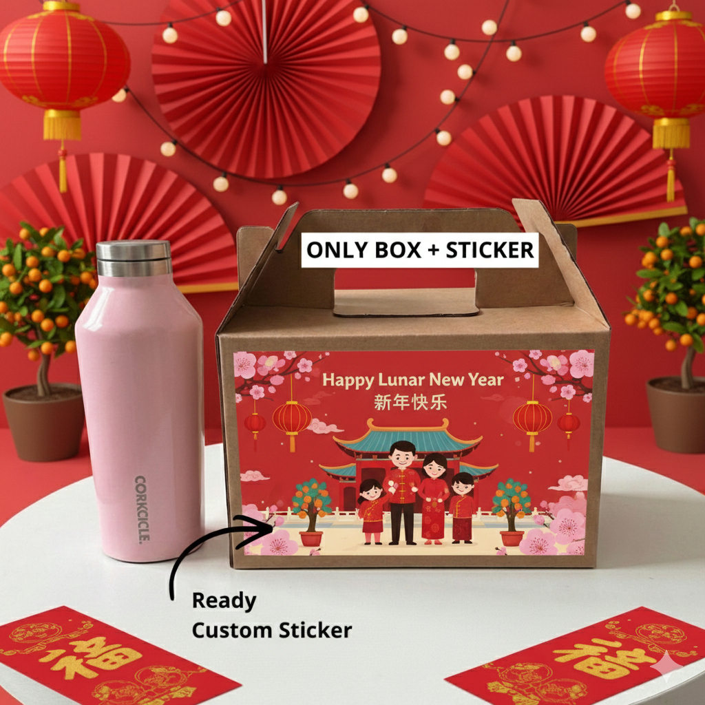 Box Hampers Imlek Custom Sticker / Dus Kue Keranjang & Jeruk / Packaging Chinese New Year CNY