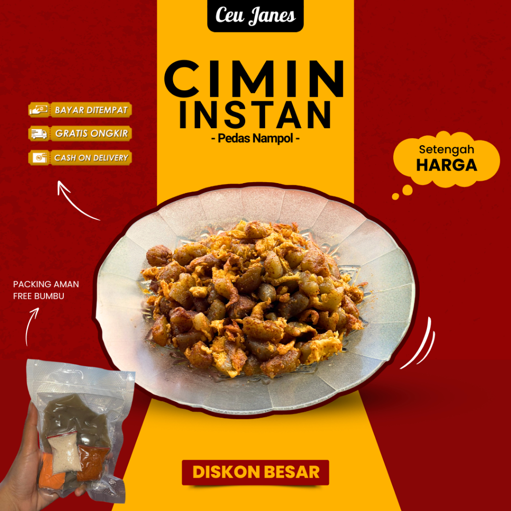 Cimin Cilor Instan Ceu Janes 250gr - Jajanan SD Viral Bumbu Pedas Nampol (Mentah/Vacuum)
