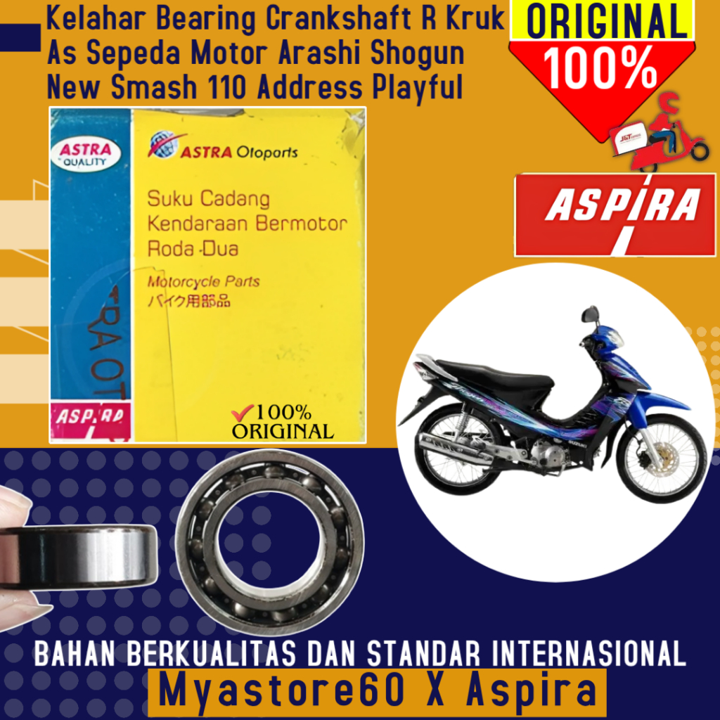 ORIGINAL Aspira Kelahar Bearing Kruk As Crankshaft 6007 (35x62x14) Sepeda Motor Beat 2008-2012 Scoop