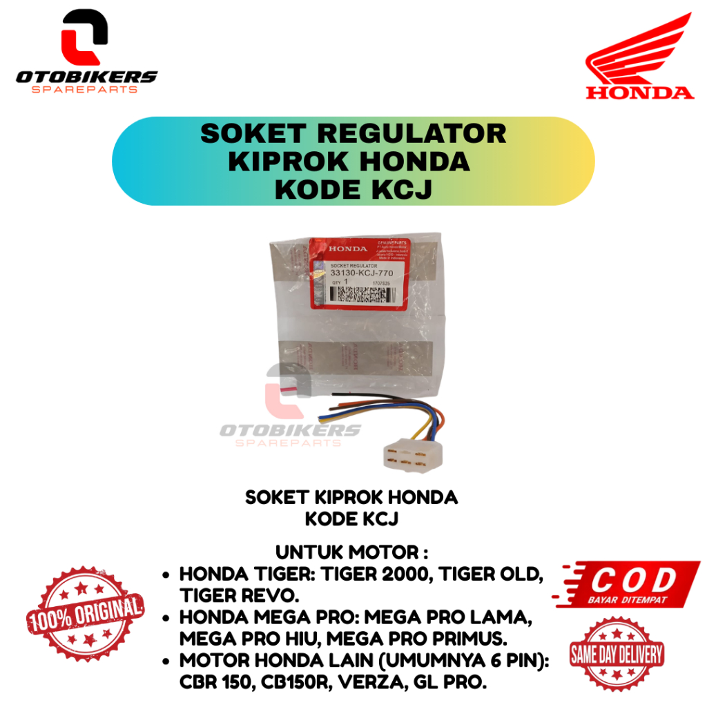SOKET REGULATOR KIPROK HONDA KCJ | HONDA AHM ORIGINAL untuk motor Honda Tiger (Old, Revo, 2000), Meg