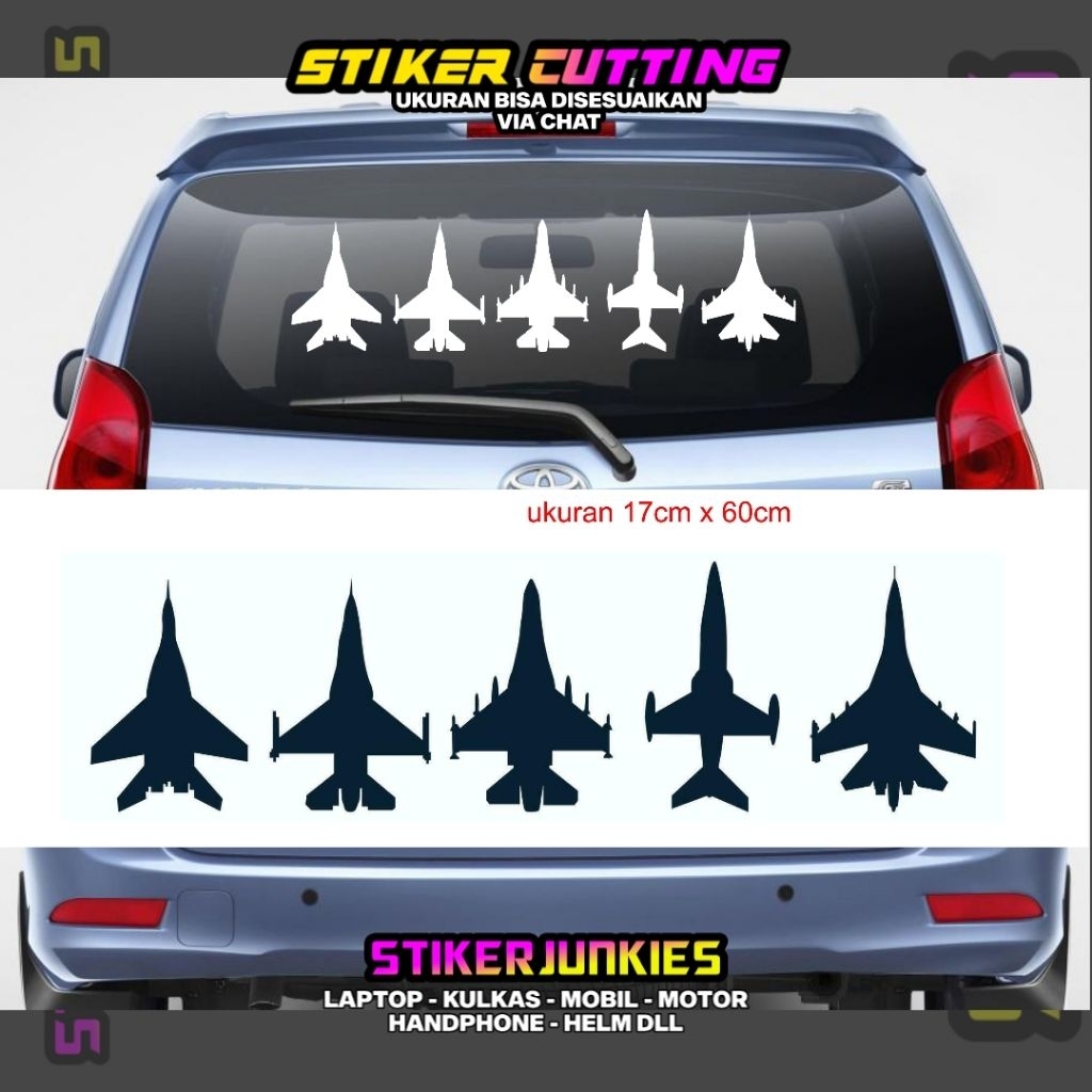 STIKER KACA BELAKANG MOBIL LOGO PESAWAT JET STICKER CUTTING
