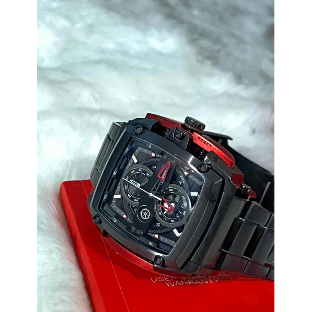 Dijual Jam Tangan Expedition Mewah, EXP 3008 MC Rantai Hitam Merah